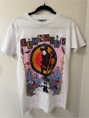 Graphic Short Sleeve Tee - White with Pink & Black Print